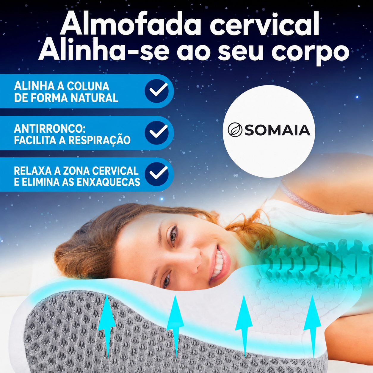 SomaiaSleep™ Almofada Cervical + Fronha Grátis